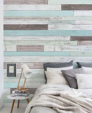 Reclaimed Painted Beach Wood Mural Wall Art Wallpaper For Waves Wood Wall Art (View 10 of 15)