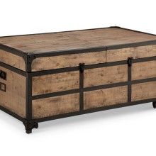 Reclaimed Railroad Wood Cocktail Table | Passport Furnishings Intended For Walnut Wood Storage Trunk Cocktail Tables (View 4 of 15)