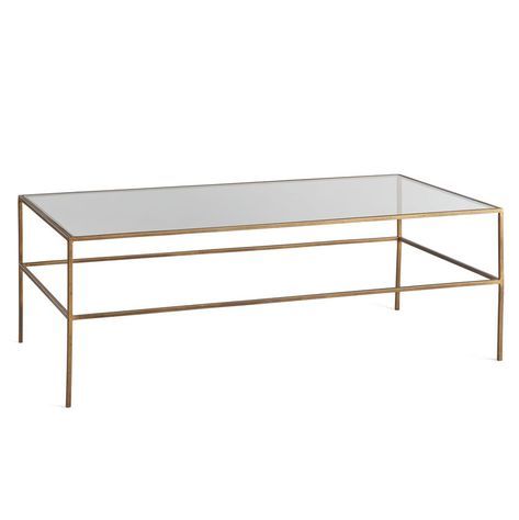 Rectangular Brass Finish And Glass Coffee Table – Wisteria With Rectangular Glass Top Coffee Tables (View 9 of 15)