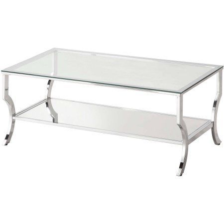 Rectangular Coffee Table With Mirrored Shelf Chrome Within Rectangular Glass Top Coffee Tables (View 7 of 15)