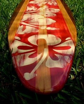 Red Vintage Distress Classic Surfboard Wall Art Solid Wood Inside Tropical Wood Wall Art (View 9 of 15)