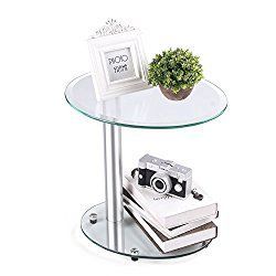 Rfiver 2 Tier Clear Glass Round Coffee End Table, Sofa With Regard To Clear Coffee Tables (View 13 of 15)