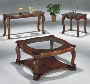 Rich Cherry Hand Crafted Classic Coffee Table With Glass Intended For Glass And Pewter Oval Coffee Tables (View 3 of 15)