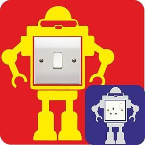 Robot Kids Sticker Light Switch Plug Surround Bedroom Wall Throughout Robot Wall Art (View 6 of 15)