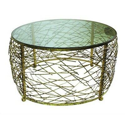 Round Abstract Gold Iron Twig Coffee Table Open Modern With Regard To Black And Gold Coffee Tables (View 4 of 15)
