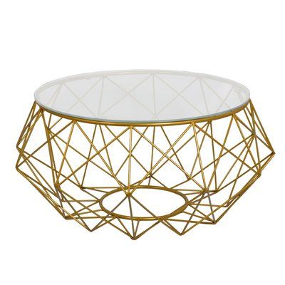 Round Coffee Table With Brushed Rose Gold Base And White Pertaining To White Geometric Coffee Tables (View 7 of 15)