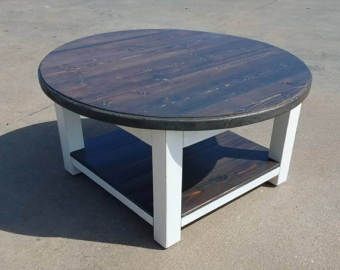 Round Farmhouse Coffee Table With Gray Stained Top And Inside Smoke Gray Wood Coffee Tables (View 5 of 15)