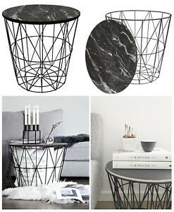 Round Geometric Modern Black Metal And Marble Effect Wood Pertaining To White Geometric Coffee Tables (View 10 of 15)