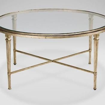 Round Two Tiered Gold Legs Glass Coffee Table For Glass And Gold Coffee Tables (View 13 of 15)