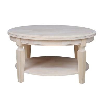 Round – Unfinished Wood – Unfinished Wood – Coffee Tables With Espresso Wood Storage Coffee Tables (View 6 of 15)