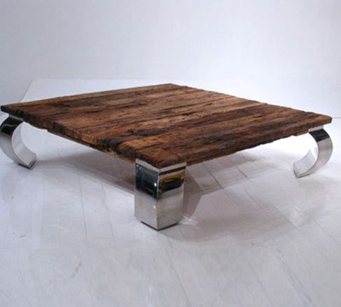Rustic Coffee Table With Stainless Legs | Philippine For Silver Stainless Steel Coffee Tables (View 3 of 15)