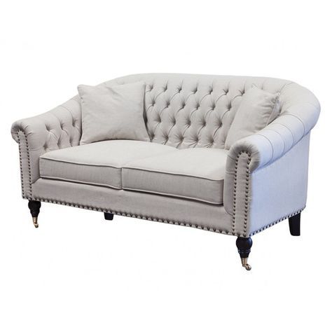 Rustic Cream 3 Seater Sofa With Studs ($1,765) Liked On For Ecru And Otter Coffee Tables (View 11 of 15)