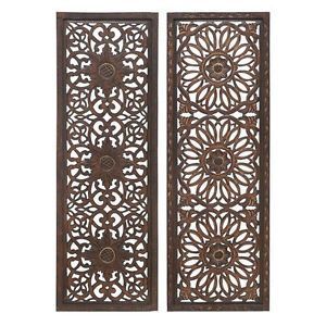 Rustic Set 2 Elegant Moroccan Pattern Vintage Indian Decor With Regard To Abstract Flow Wood Wall Art (View 4 of 15)