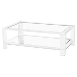 Ryan Modern Glass Acrylic Block Coffee Table | Kathy Kuo Home Throughout Acrylic Modern Coffee Tables (View 10 of 15)
