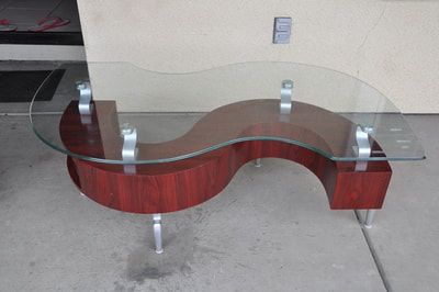 S Shaped Dontai Glass Top Coffee Table And 2 Stools In With Regard To L Shaped Coffee Tables (View 5 of 15)