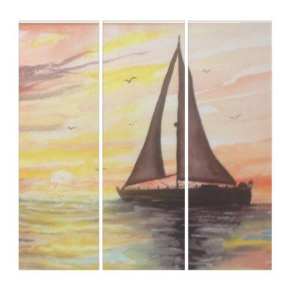 Sailing Into The Sunset Triptych | Zazzle | Boat Wall For Sunset Wall Art (View 4 of 15)