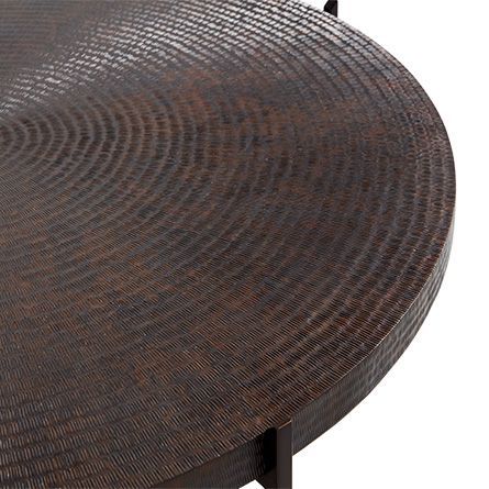 Sanskrit 40" Copper Coffee Table | Copper Coffee Table Throughout Brown Wood And Steel Plate Coffee Tables (View 12 of 15)