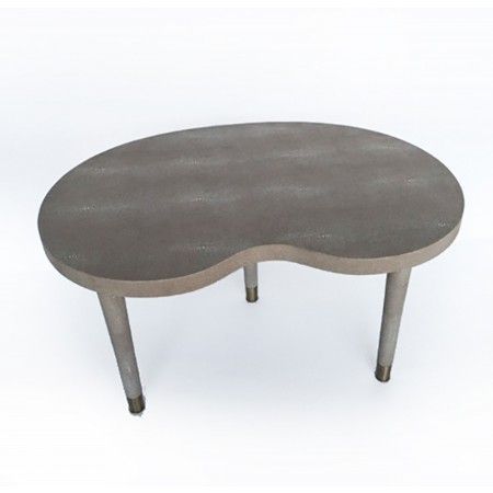 Shagreen Kidney Bean Cocktail Table Ivory Grey | Table With Regard To Gray Wood Veneer Cocktail Tables (View 12 of 15)