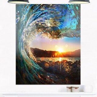 Shop Colored Ocean Waves Falling Down – Modern Seashore Within Wave Wall Art (View 14 of 15)