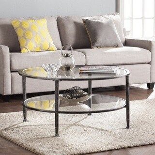Shop Quaker Metal/Glass Oval Cocktail Table – Black – On Inside Glass And Pewter Oval Coffee Tables (View 6 of 15)