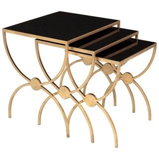Shop Safavieh Couture High Line Collection Mieka Gold Leaf Regarding Antique Gold Nesting Coffee Tables (View 9 of 15)