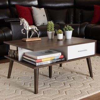 Shop Safavieh Mid Century Basil 2 Tier Coffee Table – On With Regard To 2 Drawer Oval Coffee Tables (View 12 of 15)