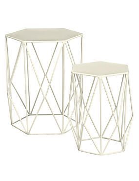 Side Tables & Nest Of Tables | Glass & Oak Side Tables Throughout Geometric White Coffee Tables (View 7 of 15)