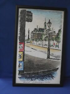 Simard Lithograph Art Print Hand Coloured L'Hotel De Ville With Desert Inn Framed Art Prints (View 12 of 15)