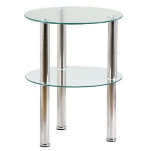 Small Round Clear Glass 2 Tier Coffee Table Modern Side With Clear Glass Top Cocktail Tables (View 11 of 15)