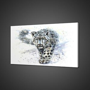 Snow Leopard Painting Style Mounted Canvas Print Wall Art With Snow Wall Art (View 5 of 15)
