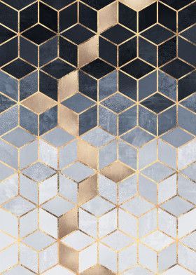 'Soft Blue Gradient Cubes' Posterelisabeth Fredriksson Regarding Gradient Wall Art (View 2 of 15)