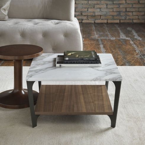 Soho Square Marble & Wood Coffee Table Inside Walnut Wood And Gold Metal Coffee Tables (View 11 of 15)