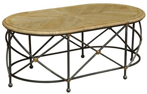 Solid Walnut Oval Coffee Table Iron Base In Old Iron With Gray Driftwood And Metal Coffee Tables (View 8 of 15)