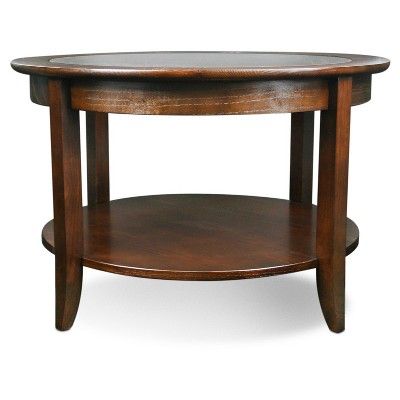 Solid Wood Round Glass Top Coffee Table – Chocolate Oak Intended For Oak Wood And Metal Legs Coffee Tables (View 3 of 15)