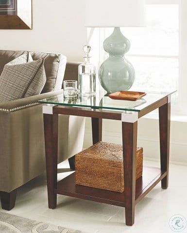 Solitaire Dark Brown Rectangular End Table From Hammary Regarding Black And Oak Brown Coffee Tables (View 14 of 15)