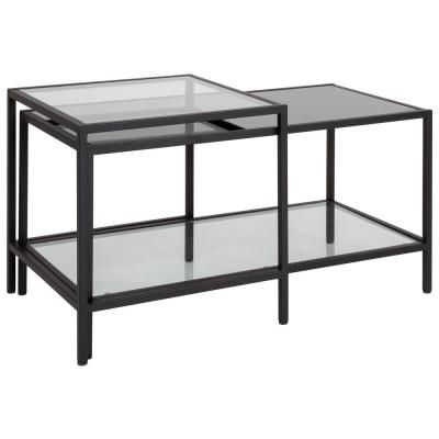 Southern Enterprises Galena Black Open Shelf Metal And In Clear Glass Top Cocktail Tables (View 5 of 15)
