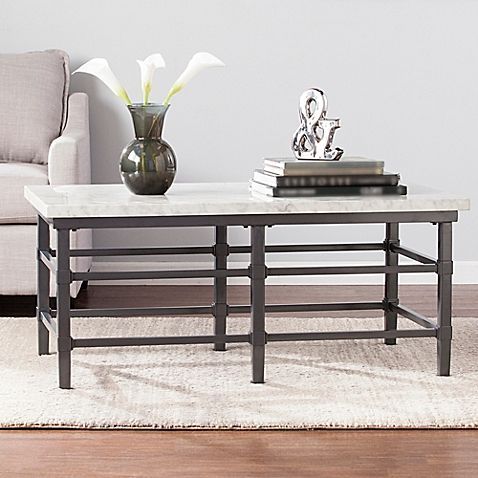 Southern Enterprises Tulane Faux Marble Cocktail Table In Within Gray And Black Coffee Tables (View 4 of 15)