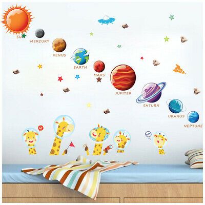 Space Solar System Outer Planets Wall Decal Kids Room Within Stripes Wall Art (View 7 of 15)