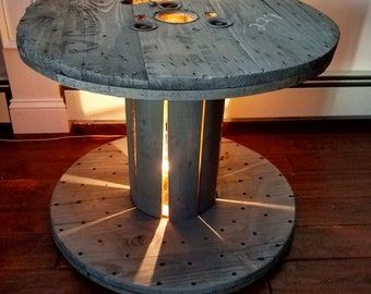 Spool Coffee Table | Etsy For Light Natural Drum Coffee Tables (View 7 of 15)