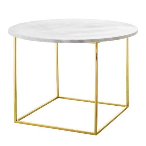Sprinkle & Bloom Round White Marble Coffee Table With Gold In White Marble And Gold Coffee Tables (View 12 of 15)