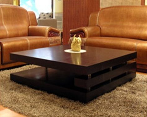 Square Coffee Table In Dark Oak Mdf Wood Finish Wood Throughout Square High Gloss Coffee Tables (View 9 of 15)