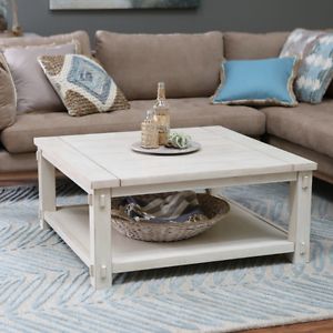 Square Coffee Table With Storage Rustic Antique White Regarding 1 Shelf Square Coffee Tables (View 14 of 15)