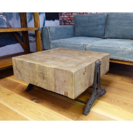 Square Industrial Reclaimed Wood Coffee Table Solid Square With Barnwood Coffee Tables (View 6 of 15)