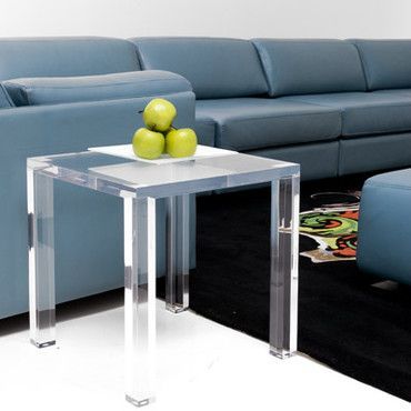 Square Lucite Parsons Table – Mecox Gardens | Parsons Regarding Silver And Acrylic Coffee Tables (View 4 of 15)