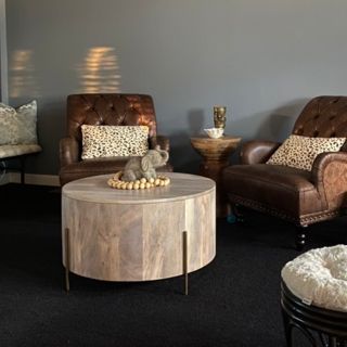 Stavros Whitewashed Wooden Round Coffee Table | Pier 1 In For Metal Legs And Oak Top Round Coffee Tables (View 4 of 15)