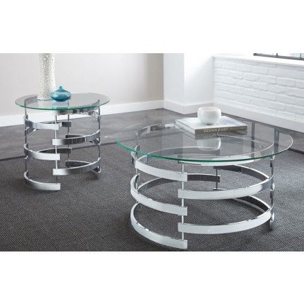 Steve Silver Tayside Round Glass Top Coffee Table In Inside Glass And Chrome Cocktail Tables (View 5 of 15)
