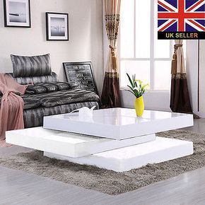 Stlyish Modern 3 Layers White High Gloss Lacquer Mdf Pertaining To Square High Gloss Coffee Tables (View 2 of 15)
