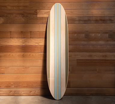 Striped Wooden Surfboard Wall Décor, 66" | Pottery Barn For Surfing Wall Art (View 14 of 15)