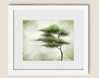 Summer Tree Print Whimsical Wall Art Watercolor Tree In Summer Wall Art (View 10 of 15)