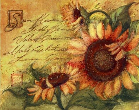 Sunflowers On Gold Fine Art Printsusan Winget At With Regard To Flower Framed Art Prints (View 2 of 15)